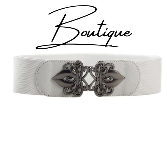 Waist Gothic Floral belt Silver/White - Picture 1 of 7